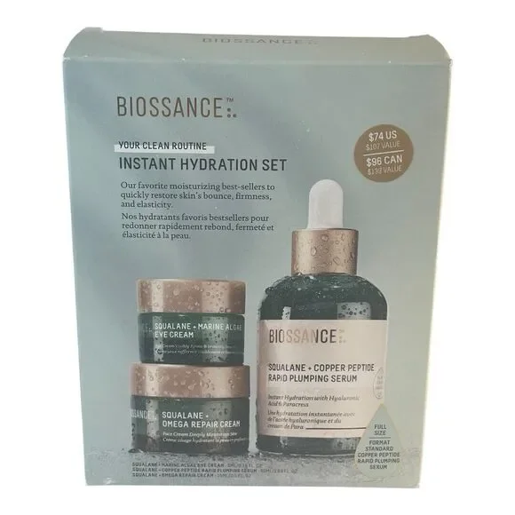 BIOSSANCE Instant Hydration Set Limited Edition Full Size and Travel size